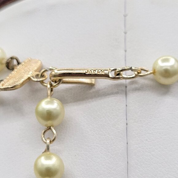 Double Strand Necklace With Imitation Pearls Quartz Stones Hook Close Japan - Picture 5 of 6